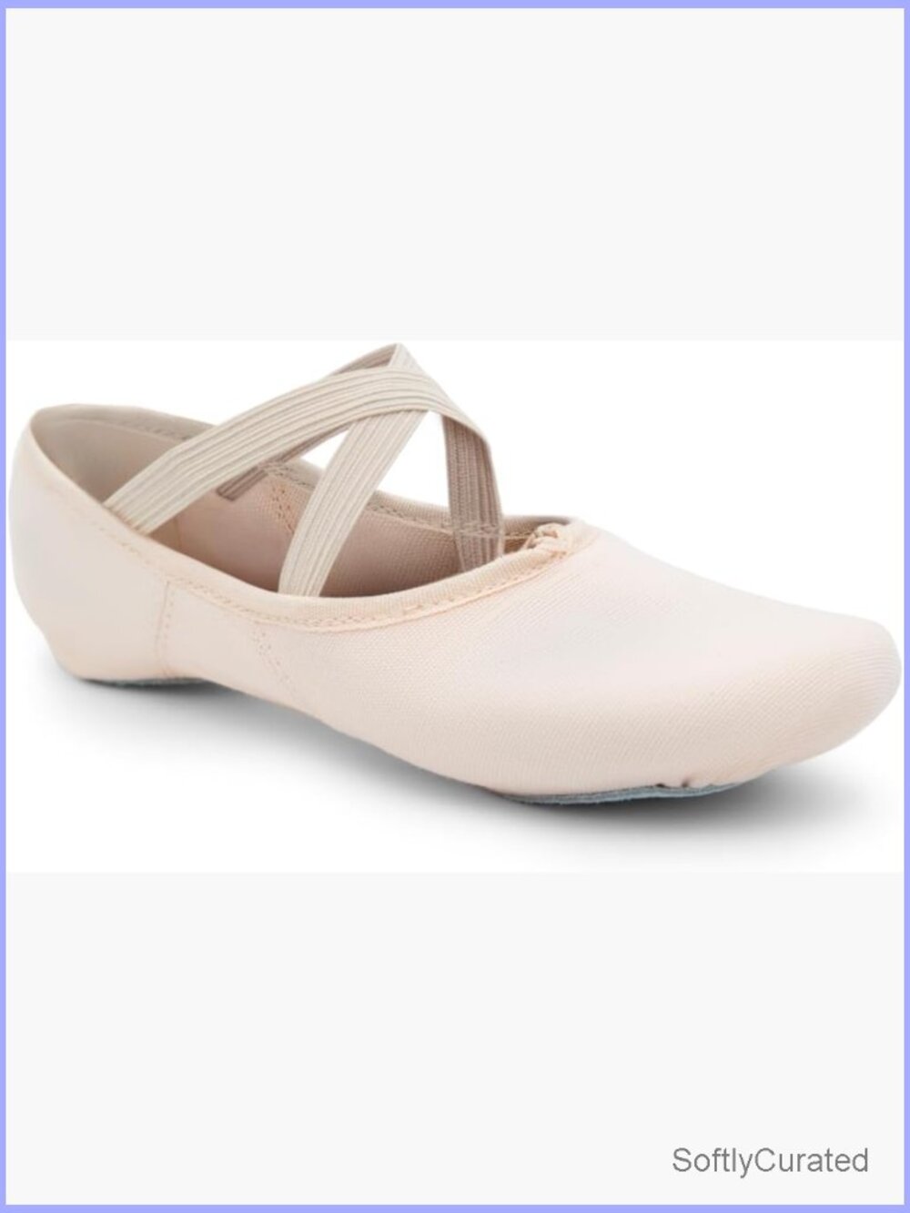 Canvas Ballet Shoes With Suede Sole, Pre-Attached Elastic, Breathable Lining